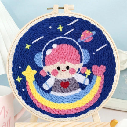Punch Needle Kit Piccola astronauta e arcobaleno Diamond Painting