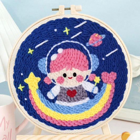 Punch Needle Kit Piccola astronauta e arcobaleno Diamond Painting