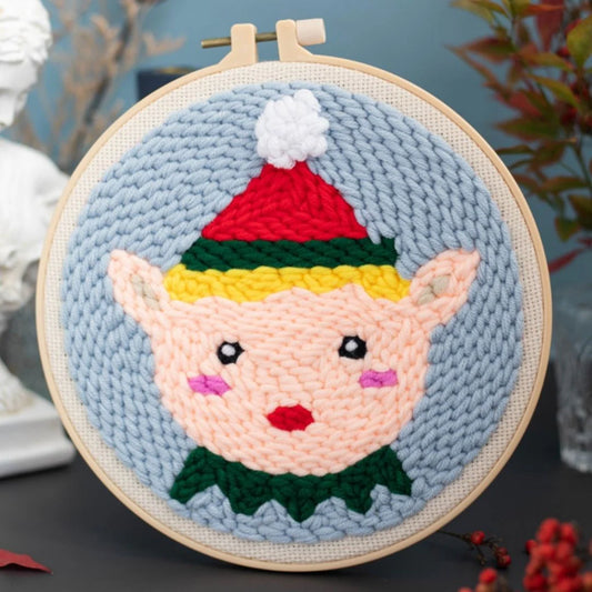 Punch Needle Kit Piccolo Elfo di Babbo Natale Diamond Painting