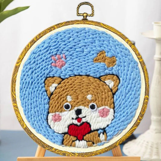 Punch Needle Kit Piccolo cane con un grande cuore Diamond Painting | Seos Shop ®