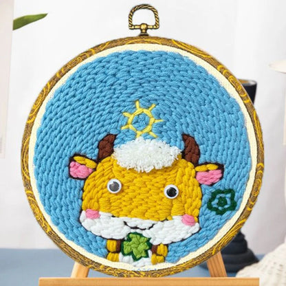 Punch Needle Kit Piccolo toro con una foglia Diamond Painting | Seos Shop ®