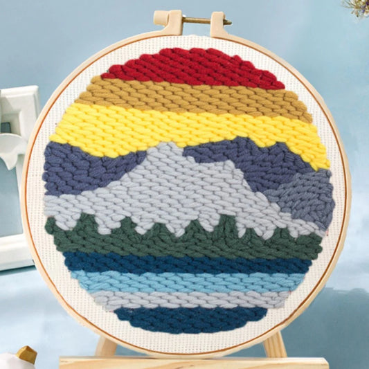 Punch Needle Kit Tramonto su lago di montagna Diamond Painting