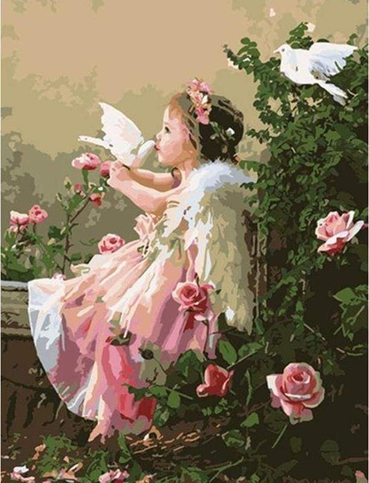 Ragazza Angelo E Colombe Diamond Painting