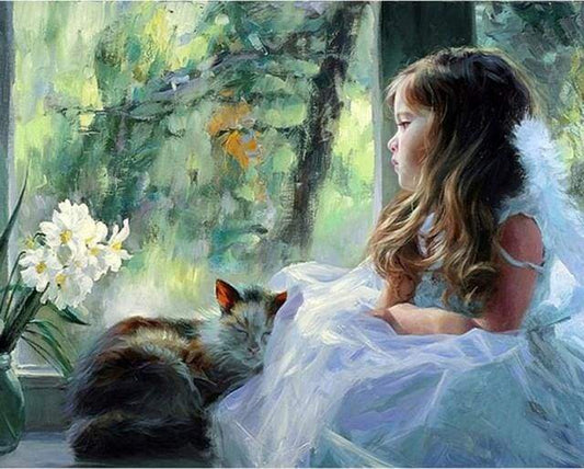 Ragazza Che Guarda Attraverso La Finestra Diamond Painting