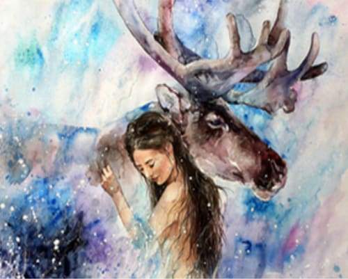 Ragazza Con Alci Diamond Painting kit diamond painting