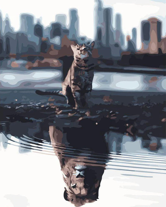 Riflesso del gatto in città Diamond Painting | Seos Shop ®