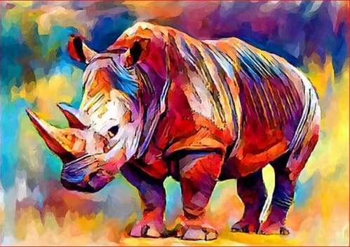 Rinoceronte Colorato Diamond Painting
