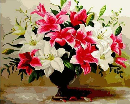 Rose E Gigli Bianchi Diamond Painting