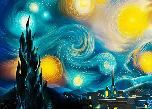 Kit Diamond Painting 5D - Van Gogh Notte Stellata e Onda di Kanagawa - Mosaico Famosi