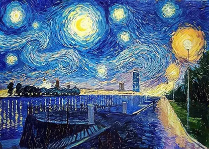 Kit Diamond Painting 5D - Van Gogh Notte Stellata e Onda di Kanagawa - Mosaico Famosi