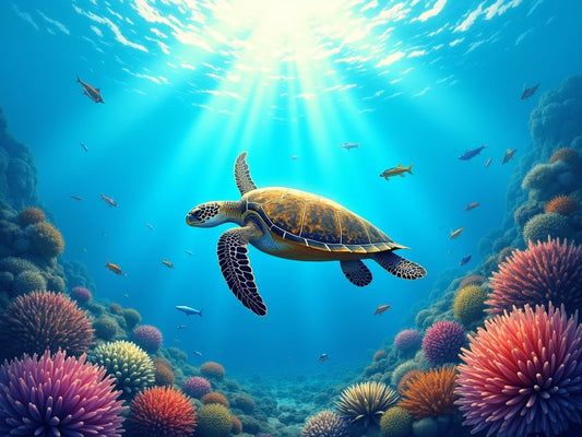 Tartaruga Marina nella Barriera Corallina Diamond Painting