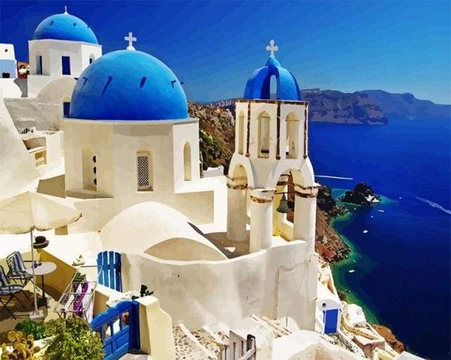 Santorini Blu E Bianca Diamond Painting