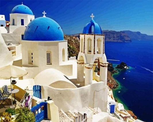 Santorini Blu E Bianca Diamond Painting