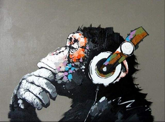 Scimmia Che Indossa Le Cuffie Diamond Painting