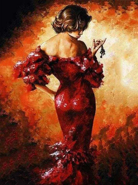 Sensuale Donna In Rosso Diamond Painting