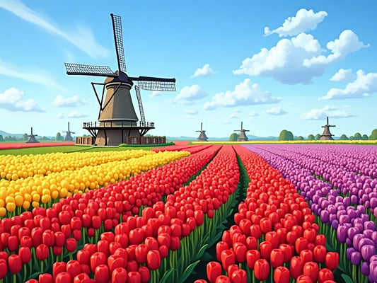 Diamond Painting Tulipani Olandesi con Mulino