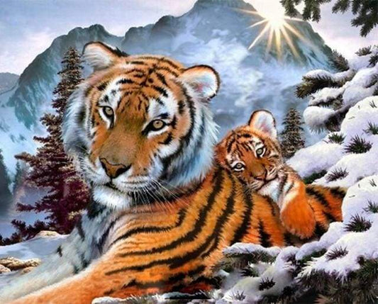 Tigri Nella Neve Diamond Painting