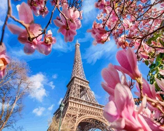 Torre Eiffel Con Fiori Diamond Painting