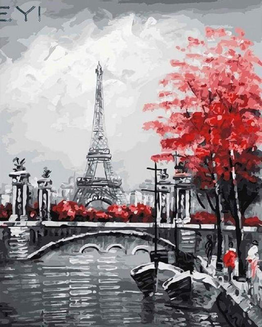 Torre Eiffel E Tocco Rosso Diamond Painting