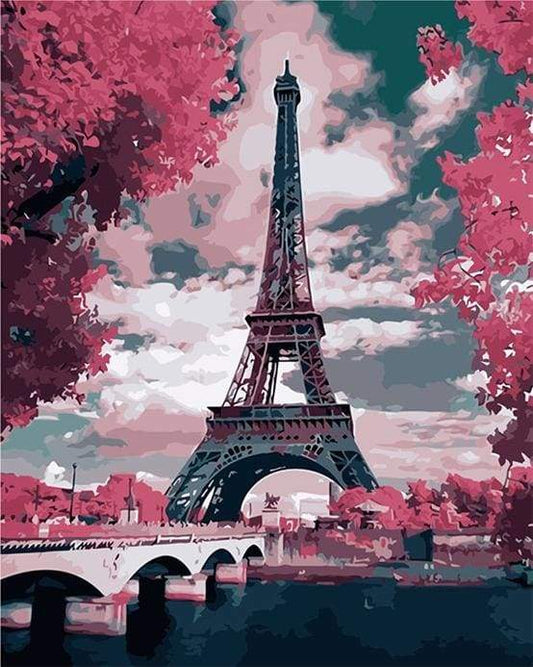 Torre Eiffel In Primavera Colori Rosa Diamond Painting