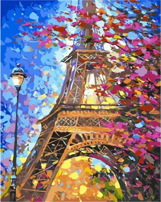 Torre Eiffel e albero in primavera Diamond Painting | Seos Shop ®