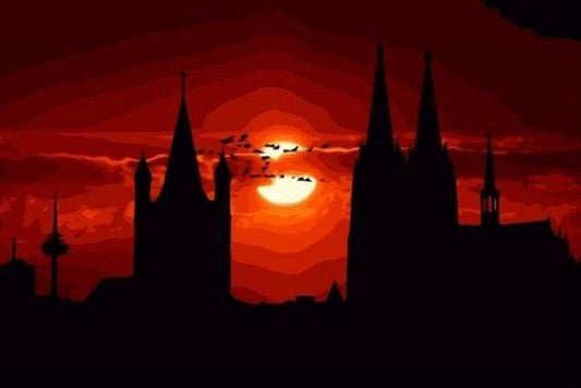 Tramonto Sul Castello Rosso Diamond Painting | Seos Shop ®