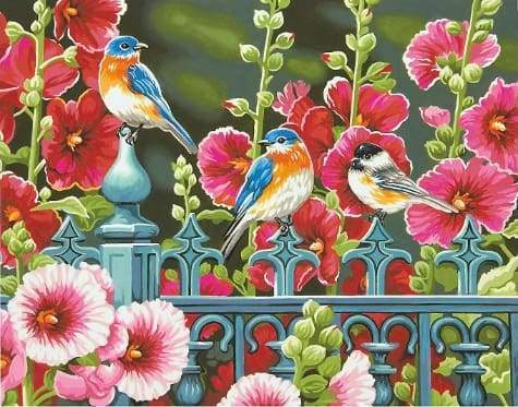 Uccelli Sulle Ringhiere Diamond Painting