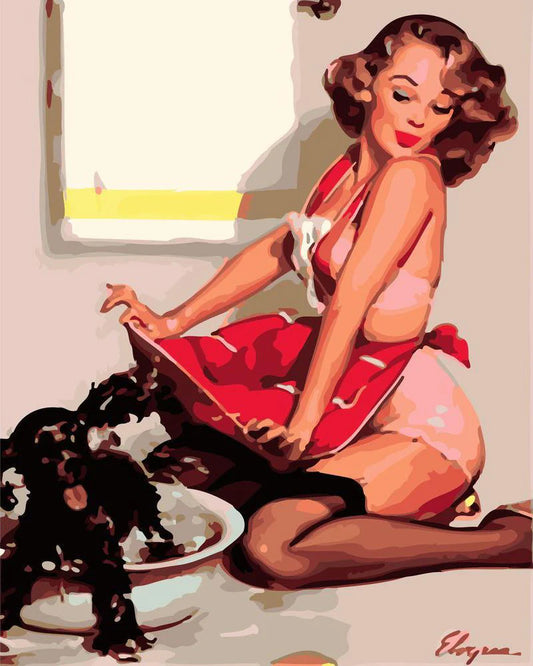 Una pin-up e il suo cane Diamond Painting