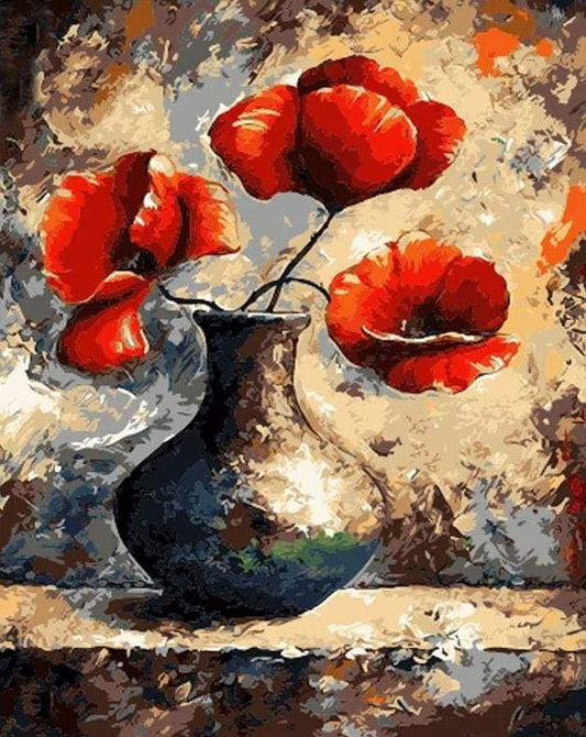 Vaso Antico E Fiori Rossi Diamond Painting