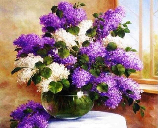 Vaso Viola Con Fiori Diamond Painting