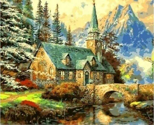 Vecchia Casa Vicino Alla Montagna Diamond Painting