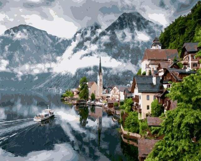 Villaggio E Lago Di Montagna Diamond Painting | Seos Shop ®