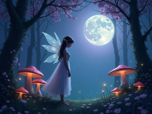 Fata nella Foresta Incantata di Notte Diamond Painting