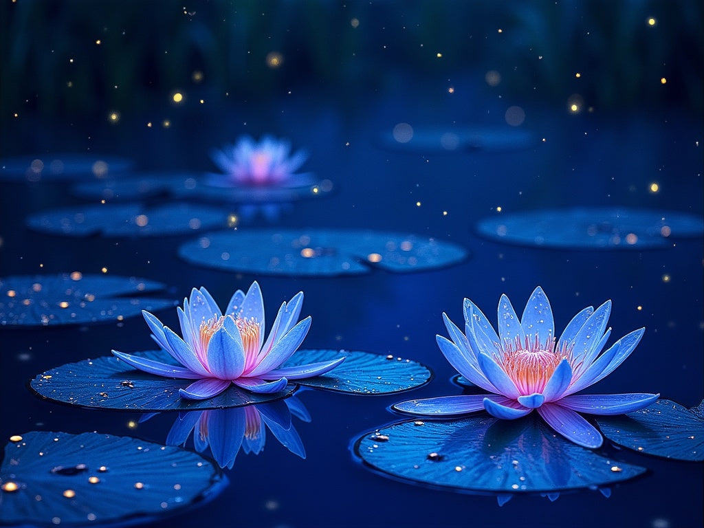 Ninfee di Monet Bioluminescenti Diamond Painting