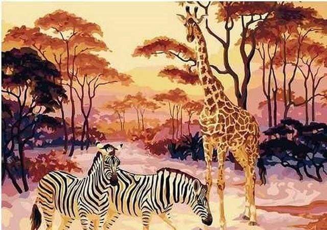 Zebra E Giraffa Al Tramonto Diamond Painting | Seos Shop ®