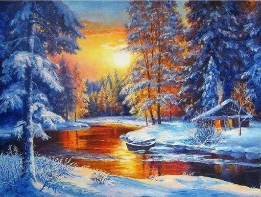 Diamond Painting Bagliore del tramonto sul fiume - Diamond Painting Italia