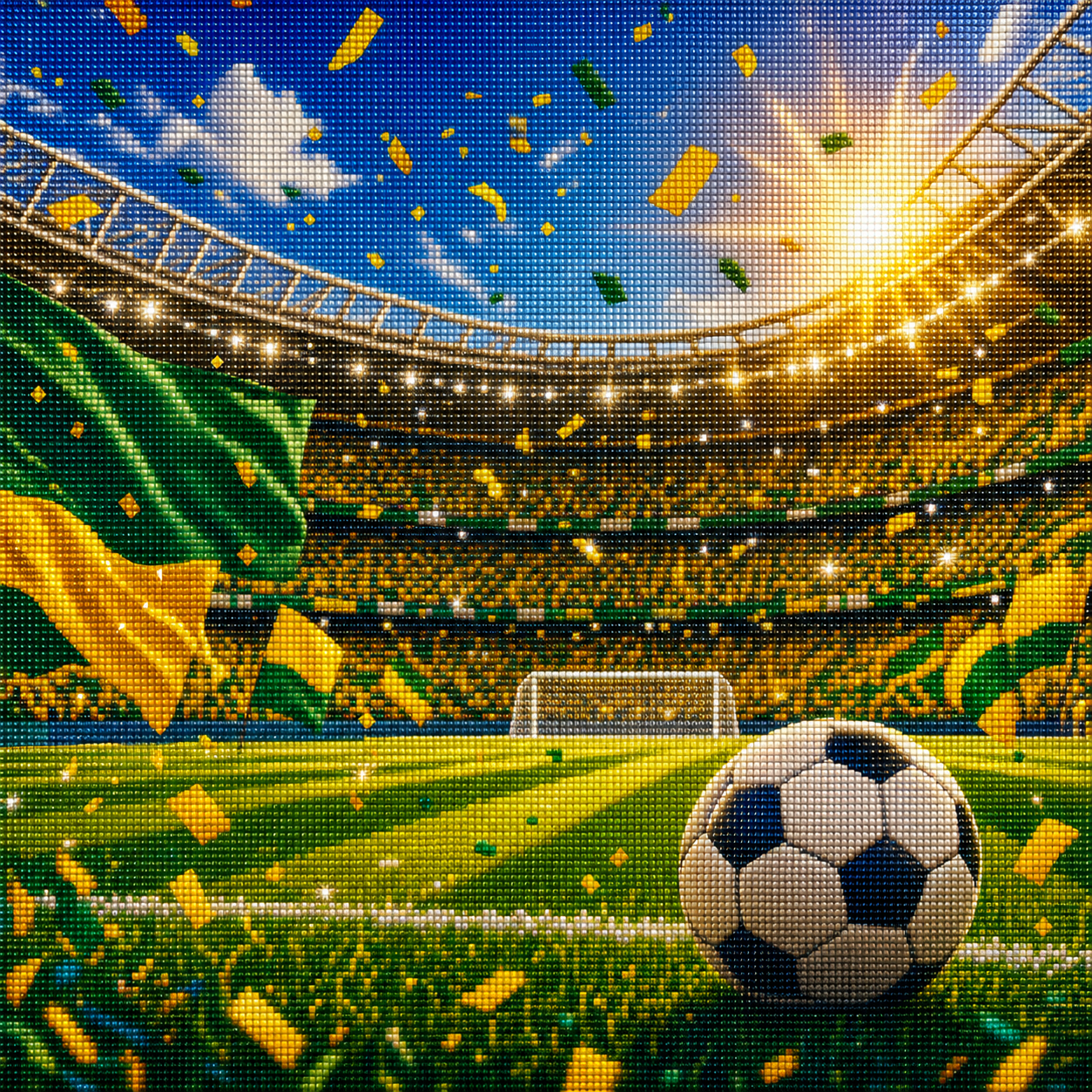 Diamond Painting Calcio Giallo Verde | Kit Completo - diamond painting calcio Mondiali