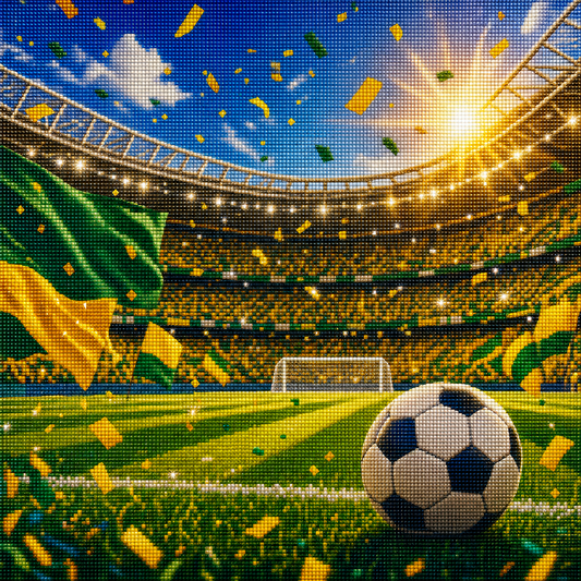 Diamond Painting Calcio Giallo Verde | Kit Completo - diamond painting calcio Mondiali