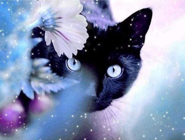 Diamond Painting Cat and Flower - Diamond Painting Italia