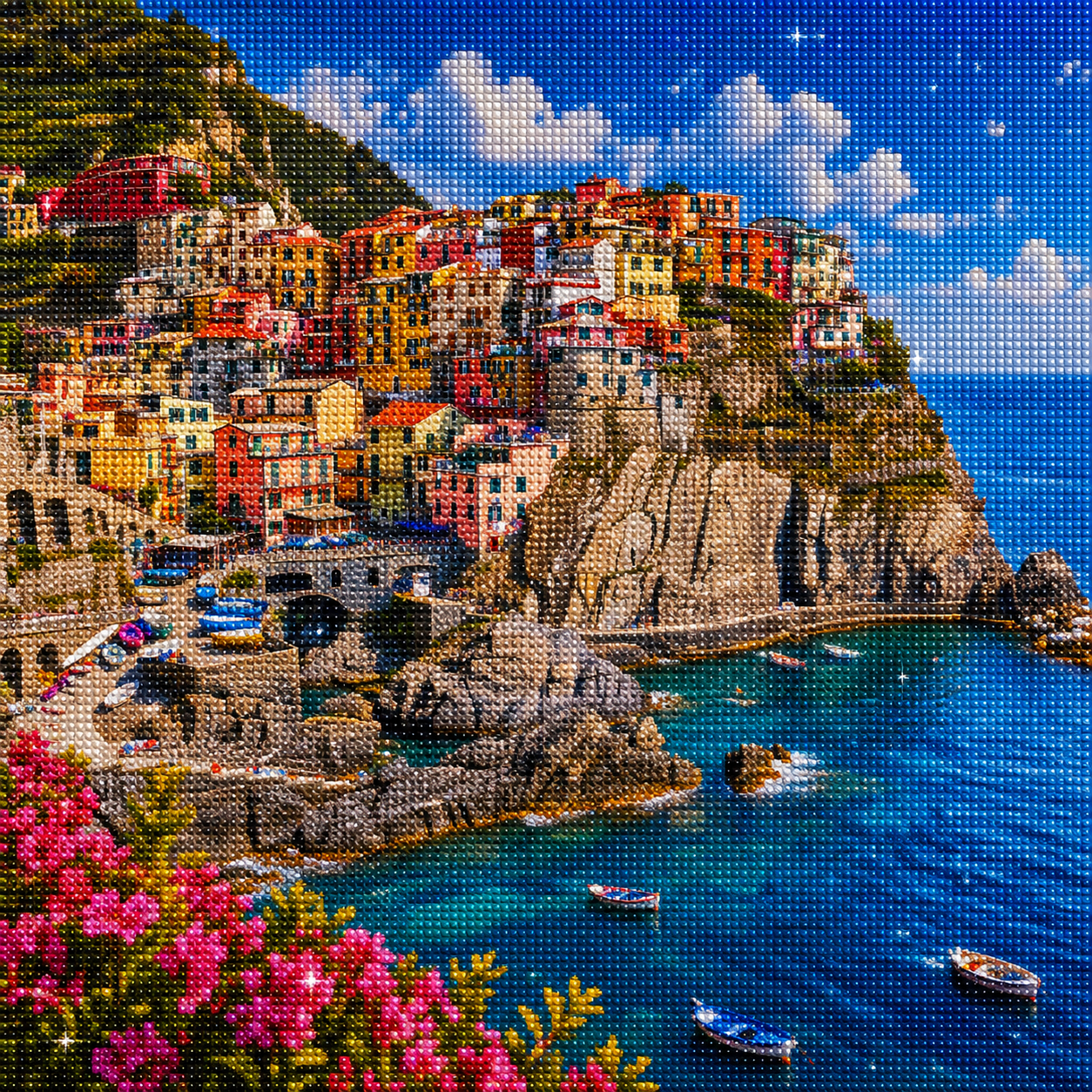 Diamond Painting Cinque Terre | Kit Completo - immagine diamond painting della bezienswaardigheid italiana