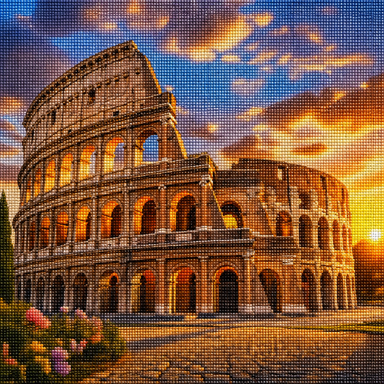Diamond Painting Colosseo Roma | Kit Completo - immagine diamond painting della bezienswaardigheid italiana
