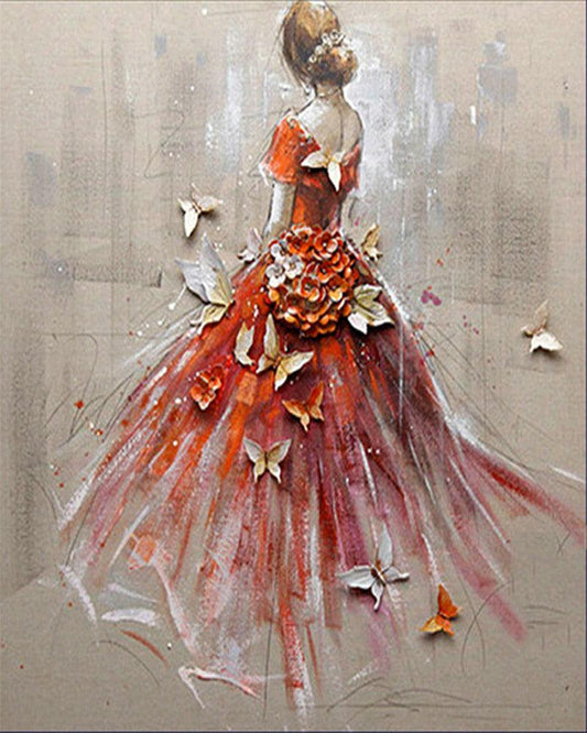 Diamond Painting Dancer from Behind and Butterflies - Diamond Painting Italia