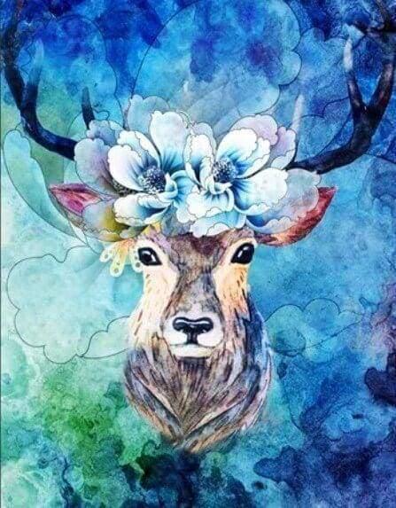 Diamond Painting Deer Flowers - Diamond Painting Italia