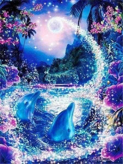Diamond Painting Dolphins and Enchanted River - Diamond Painting Italia