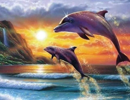 Diamond Painting Dolphins at sunrise - Diamond Painting Italia