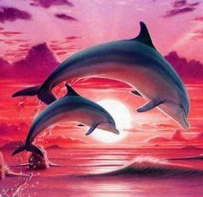 Diamond Painting Dolphins at sunset - Diamond Painting Italia