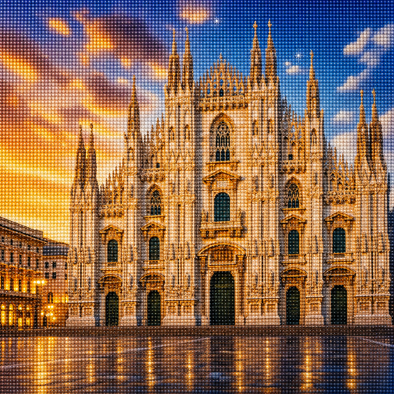 Diamond Painting Duomo di Milano | Kit Completo - immagine diamond painting della bezienswaardigheid italiana