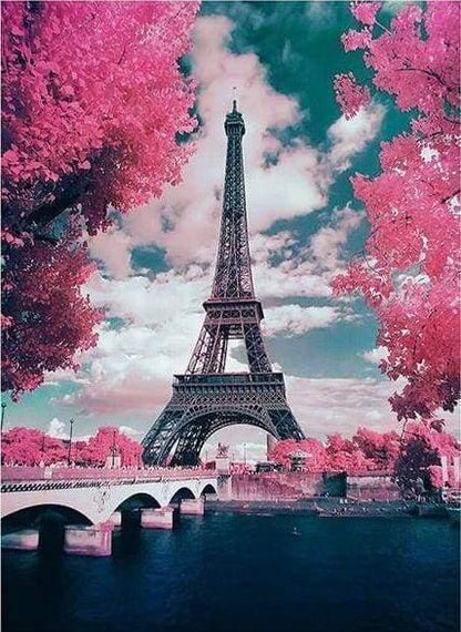 Diamond Painting Eiffel Tower and Flowers - Diamond Painting Italia