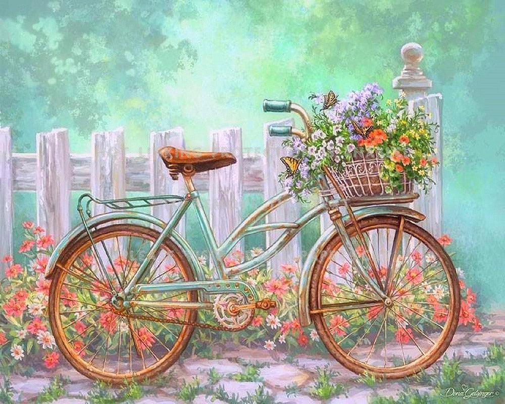 Diamond Painting Flower-filled Bicycle - Diamond Painting Italia