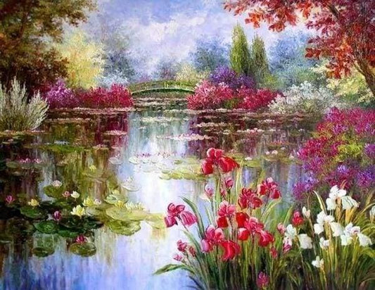 Diamond Painting Flowers and Lake - Diamond Painting Italia